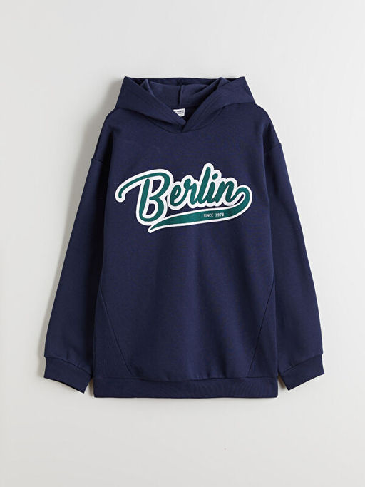 Kap??onlu Berlin Bask?l? Erkek ?ocuk Sweatshirt