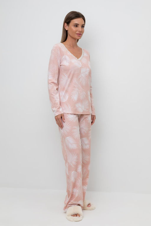 Е 20041/24/дымчатая роза,листья пальмы пижама жен