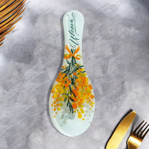 Подставка под ложку стеклянная «Цвети. Нежная мимоза», 21.4×7.5