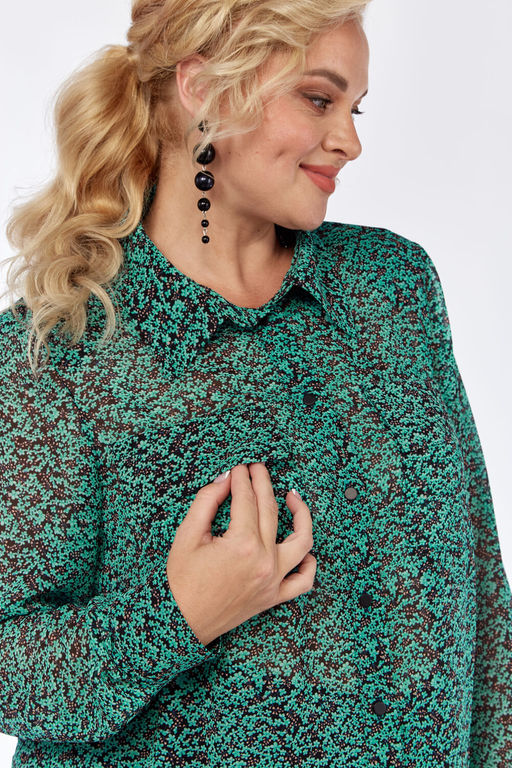 Блуза Элль стиль 2314а зеленый принт  фото 6