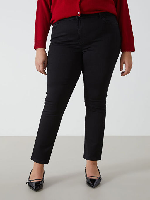 Slim Fit Kad?n ??i ?ardonlu Jean Pantolon