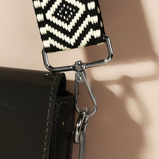 Ручка для сумки «Орнамент», стропа, 135±3×3.8 см, чёрная, белая