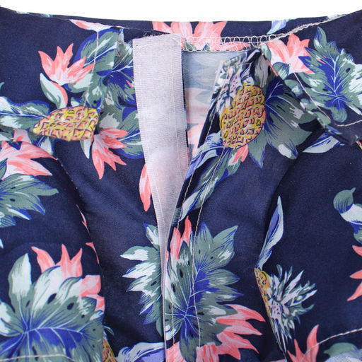 Рубашка для собак и кошек малых и средних пород "СТИЛЬНЫЙ БРО", цвет синий, принт ананасы с цветами, размер L