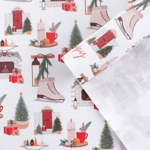 Цена за 10 шт. Бумага упаковочная крафтовая «Уютный Новый Год», 50 × 70 см