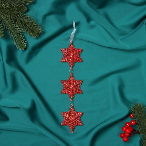 Ёлочная игрушка Зимнее волшебство. Снежинка подвесная, 235.5 см, красный перелив фото 2