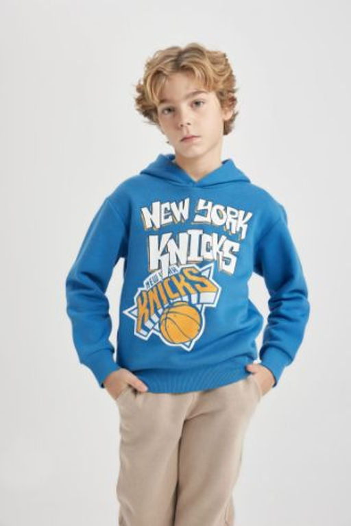 Erkek Cocuk NBA New York Knicks Kapusonlu Kal?n Sweatshirt