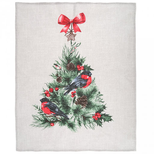 Салфетка хозяйственная 50х60см "Снегири" 3, рогожка 171г/м2, хлопок 100%, без упаковки, "Домашняя мода" (Россия)