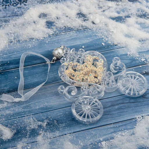 Цена за 2 шт. Ёлочная игрушка Зимнее волшебство. Карета, блеск 1112 см, прозрачный  фото 2