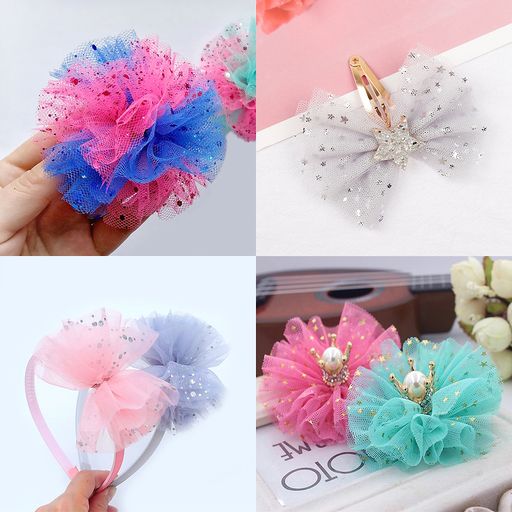 Фатин Звездочки 5,5 см*15 ярд (SF-5809) розовый/золото №26 - No name фото 2