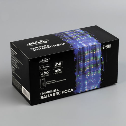 Умная гирлянда Занавес 2?2 м роса, IP20, серебристая нить, 400 LED, приложение, свечение RGB, USB - Luazon lighting фото 11
