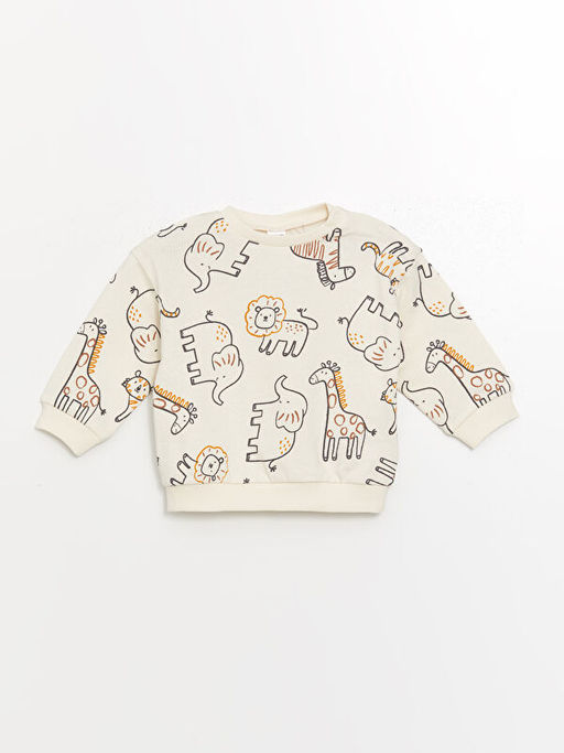 Bisiklet Yaka Bask?l? Erkek Bebek Sweatshirt ve E?ofman Alt 2li Tak?m - Waikiki фото 2