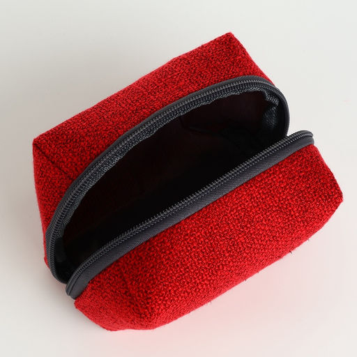 Косметичка женская на молнии, объёмная, маленькая, мягкая, красная - Simaland фото 4