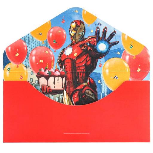 Цена за 10 шт. Конверт для денег «MARVEL», софт тач, тиснение, 19 х 9 см, Мстители