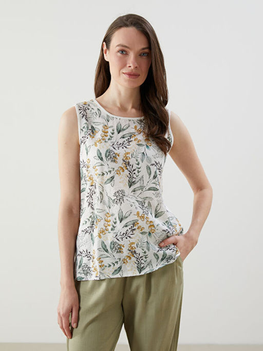 Bisiklet Yaka ?i?ekli Bluz