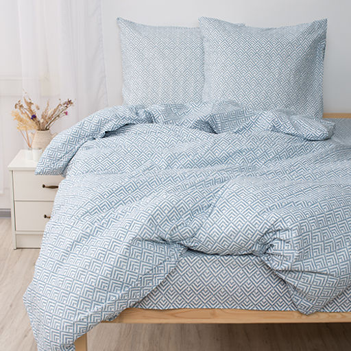 КПБ Simple Life евро, бязь, 100 % хлопок, пл. 120 гр./кв.м., Ромбы голубые ОП Пододеяльник 205*217, простыня 240*217, наволочка 70*70 (2 шт.) - Традиция фото 2