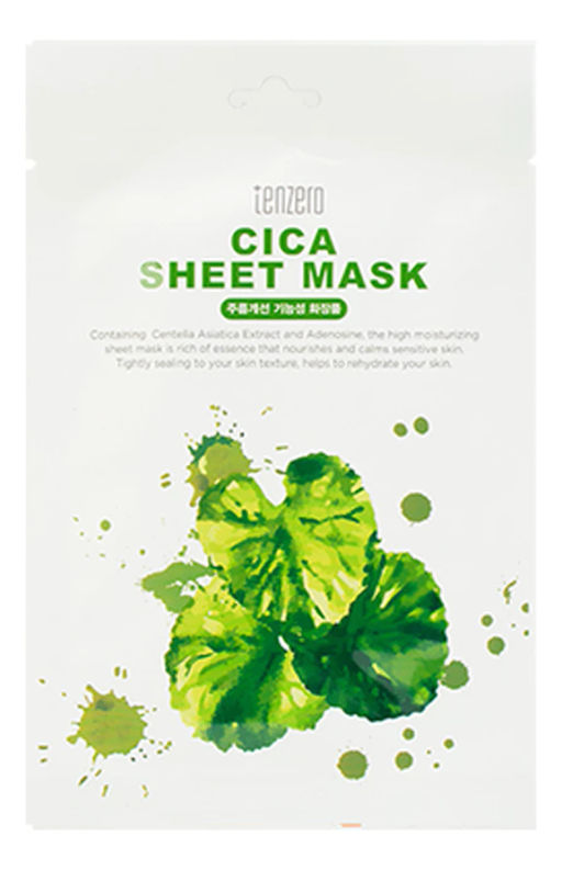 Маска тканевая с экстрактом центеллы азиатской TENZERO Cica Sheet Mask , 25ml