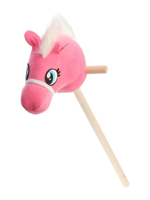 Мягкая игрушка Конь-скакун, на палке, цвет розовый