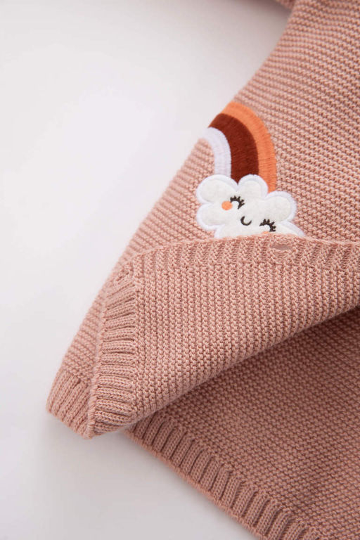 Трикотажный кардиган с круглым вырезом для маленьких девочек - Defacto фото 4