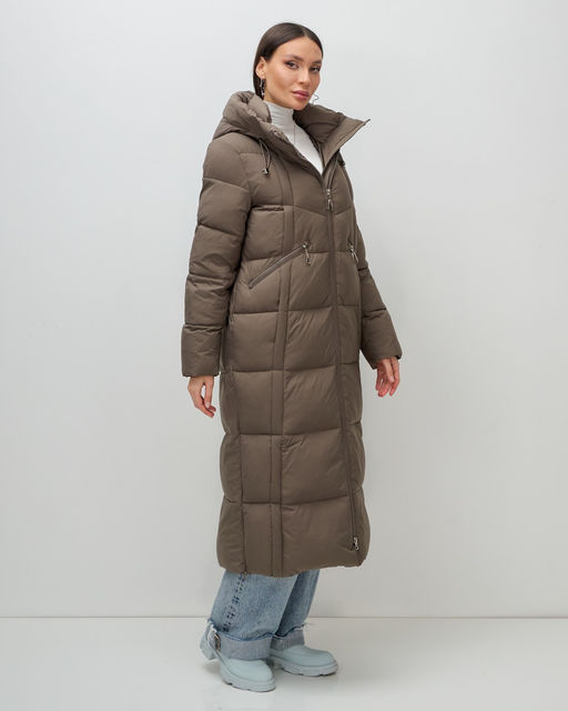 Пальто зимнее Visdeer 7729SK женское утепленное 240 г/м² светло-коричневое  фото 3