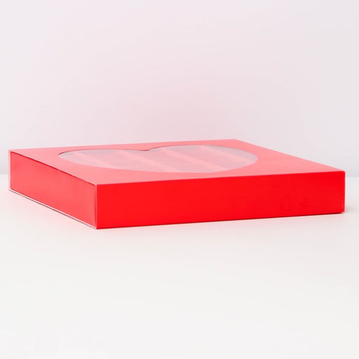 Цена за 2 шт. Коробка для 25 конфет, красное сердце, 22×22×3.5 см