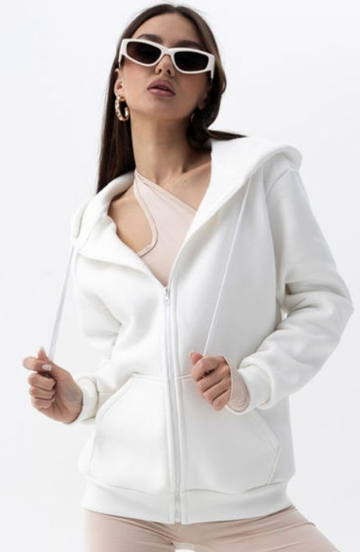 Толстовка зипка футер 3х нитка с НАЧЕСОМ,молочная