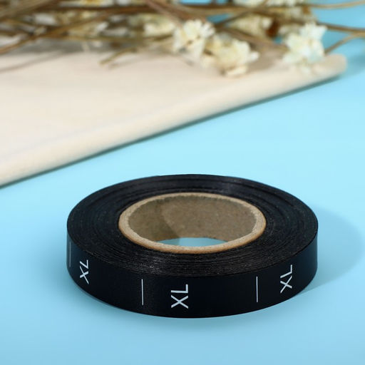 Цена за 2 шт. Размерник сатиновый, XL, 1000 шт, 12 мм, 30 м, цвет чёрный - Арт узор фото 3