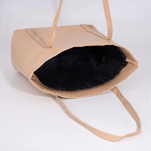 Сумка-шопер женская на молнии, размер 40×14×19 см, однотонная, бежевая