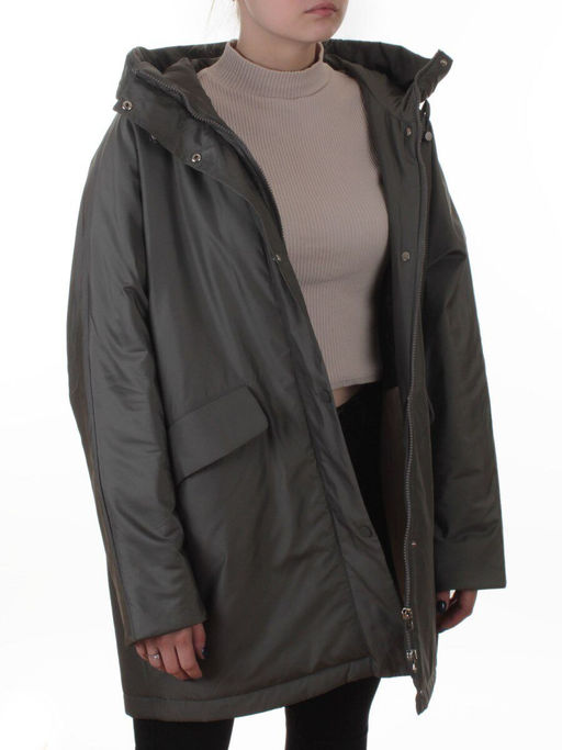 8020 GREY/GREEN Куртка демисезонная женская (100 гр. холлофайбер)