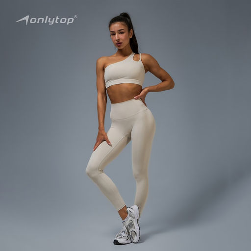 Топ спортивный женский ONLYTOP Asymmetry, размер 42 (S), бежевый