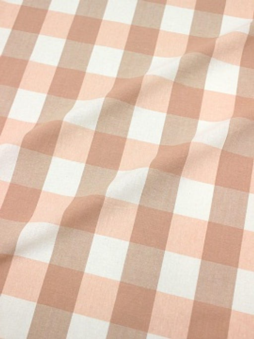 Вареный (стираный) хлопок Клетка (3.0*3.5см) цв.бежевый/розовый персик, ш.2.5м, хлопок-100%