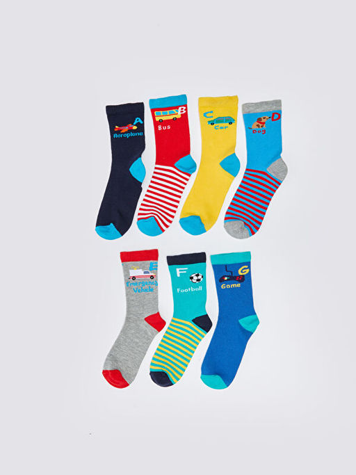 Desenli Erkek ?ocuk Soket ?orap 7li - Waikiki фото 2