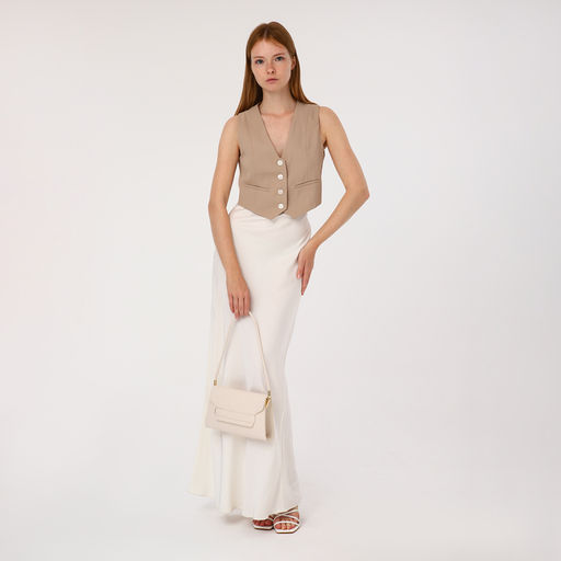 Сумка женская мессенджер без застёжки, 26×7×15 см, бежевая