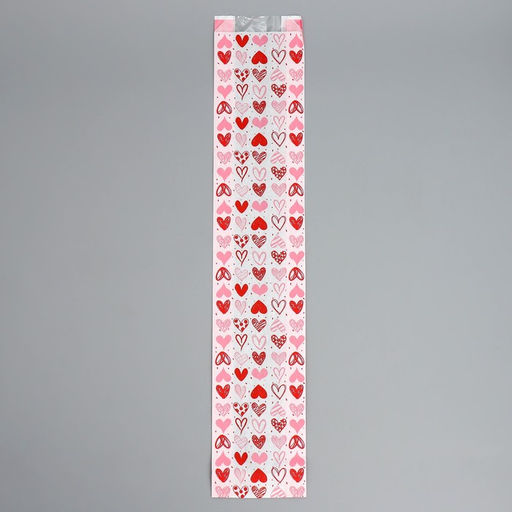 Цена за 50 шт. Пакет бумажный фасовочный, крафт, Сердечки 11?57.5?4 см с окном