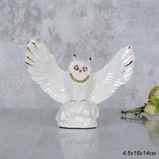 Статуэтка Сова белая 4,5х16х14 см / B3044-4 /уп 48/ - ГалеонТрейд фото 4