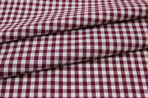 Пестрядь Клетка (6*6 мм) цв.бордово-вишневый, ш.1.45м, хлопок-100%, 130гр/м.кв - Купава фото 4