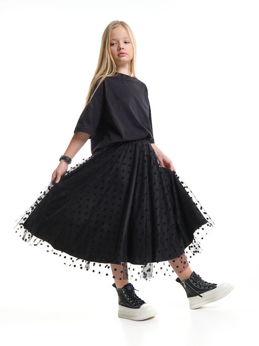 Юбка пачка длинная из фатина 22-7608 черный/зол. звезды - Mini maxi фото 53