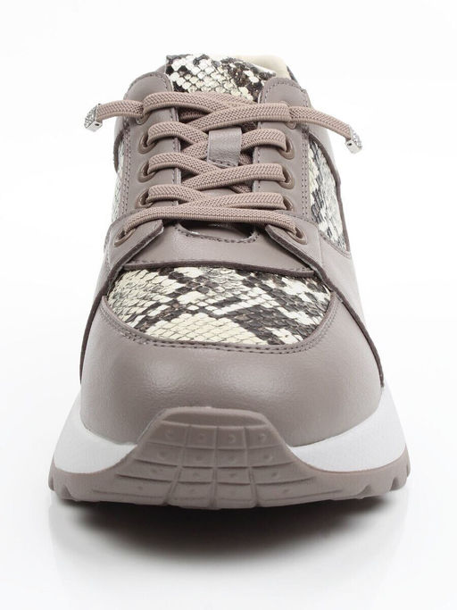 03-A847-11 GRAY/BROWN Кроссовки женские (натуральная кожа)