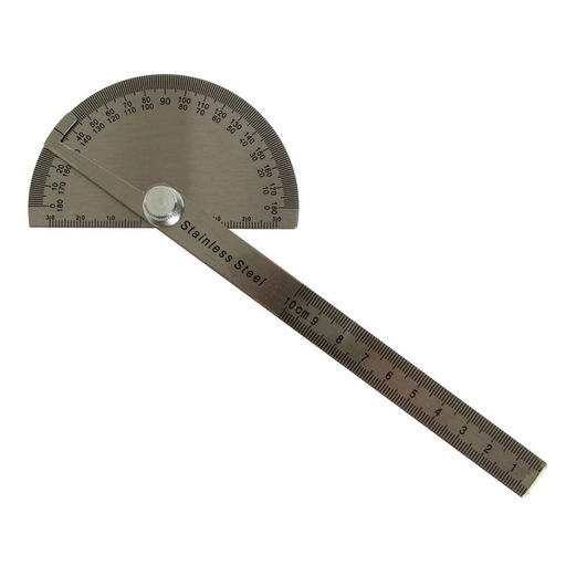 Линейка-транспортир, 10 см, нержавеющая сталь