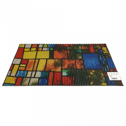 Коврик придверный "Соты" 90х120х0,5см, ПВХ, грязезащитный, с рисунком "Витраж" желтый/зеленый, "BrizGard" (Россия)