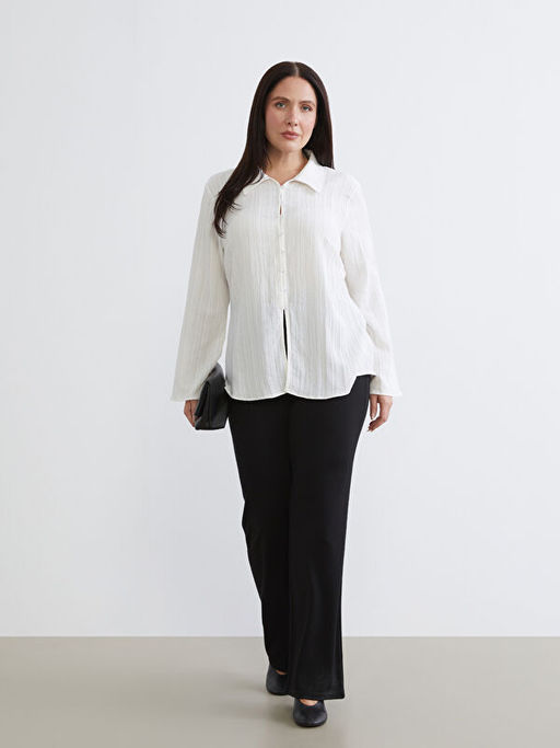 B?y?k Beden Dokulu Poplin Kad?n G?mlek