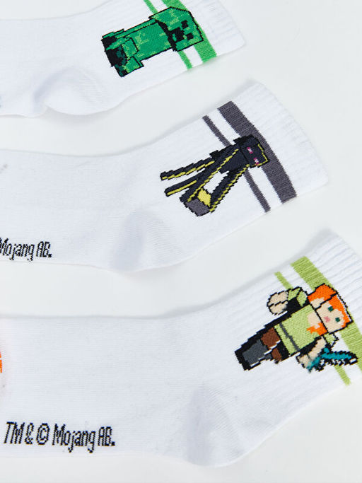 Minecraft Desenli Erkek ?ocuk Soket ?orap 5li