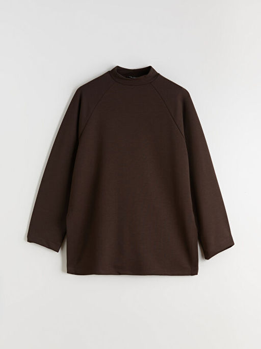 Dik Yaka Oversize Kad?n Sweatshirt Tunik