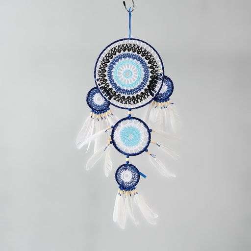 Ловец снов амулет от сглаза 5 колец «Назар», с перьями, 20×55 см