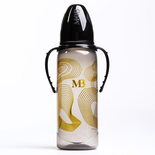 Бутылочка для кормления «M&B», классическое горло, с ручками, 250 мл., от 0 мес., Золотая коллекция