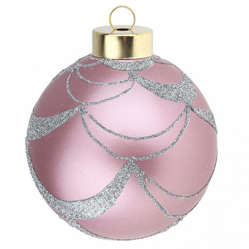 Елочная игрушка шар стеклянная д9,5см, розовый металлик, ручная художественная роспись, подарочная упаковка (Россия) - Домашняя мода фото 3