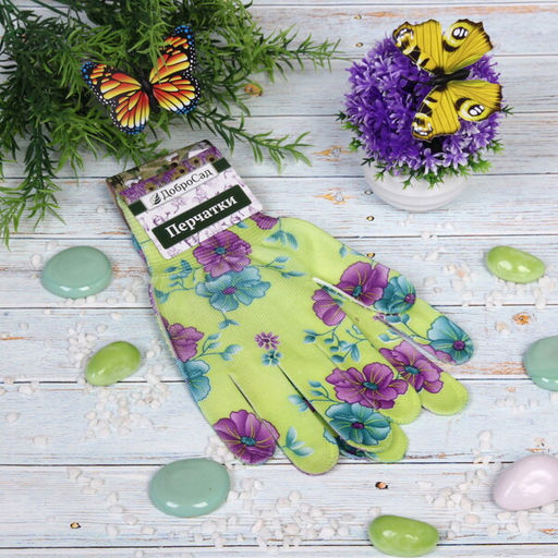 Цена за 12 шт. Перчатки нейлоновые "Лайт-Гламур" с ПВХ точкой 8 р-р ДоброСад