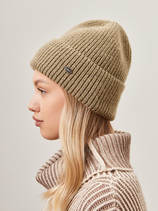 Шапка жен. пух енот+шерсть+виск LB-N88070 olive