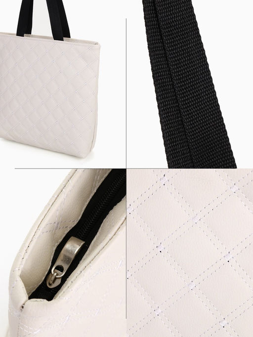 Сумка - шоппер женская на молнии, 32×10×31 см, молочная