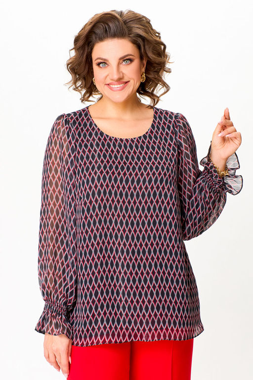 Блуза Swallow 803.2 черный+серебряный узор фото 742