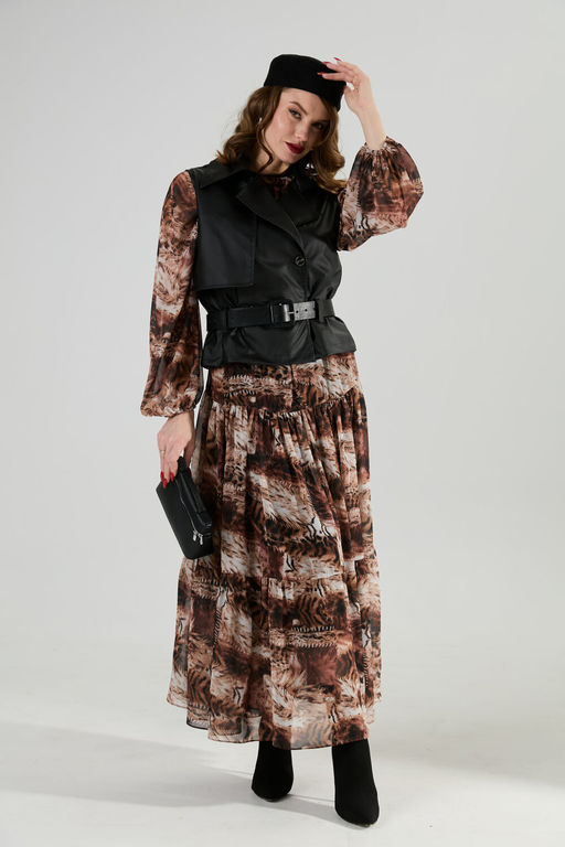 Костюм NIKVA н1022-2 чёрный и тигровая абстракция